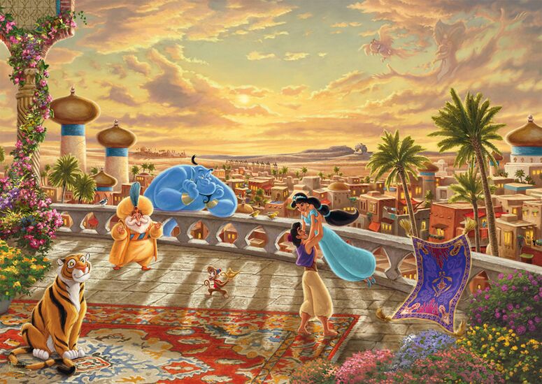 Thomas Kinkade Disney 1000 Puzzle Jasmine Dancing in the Desert Sunset