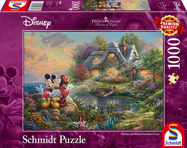 Thomas Kinkade Disney 1000 Puzzle Mickey and Minnie Sweetheart Cove