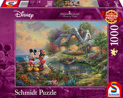 Thomas Kinkade Disney 1000 Puzzle Mickey and Minnie Sweetheart Cove