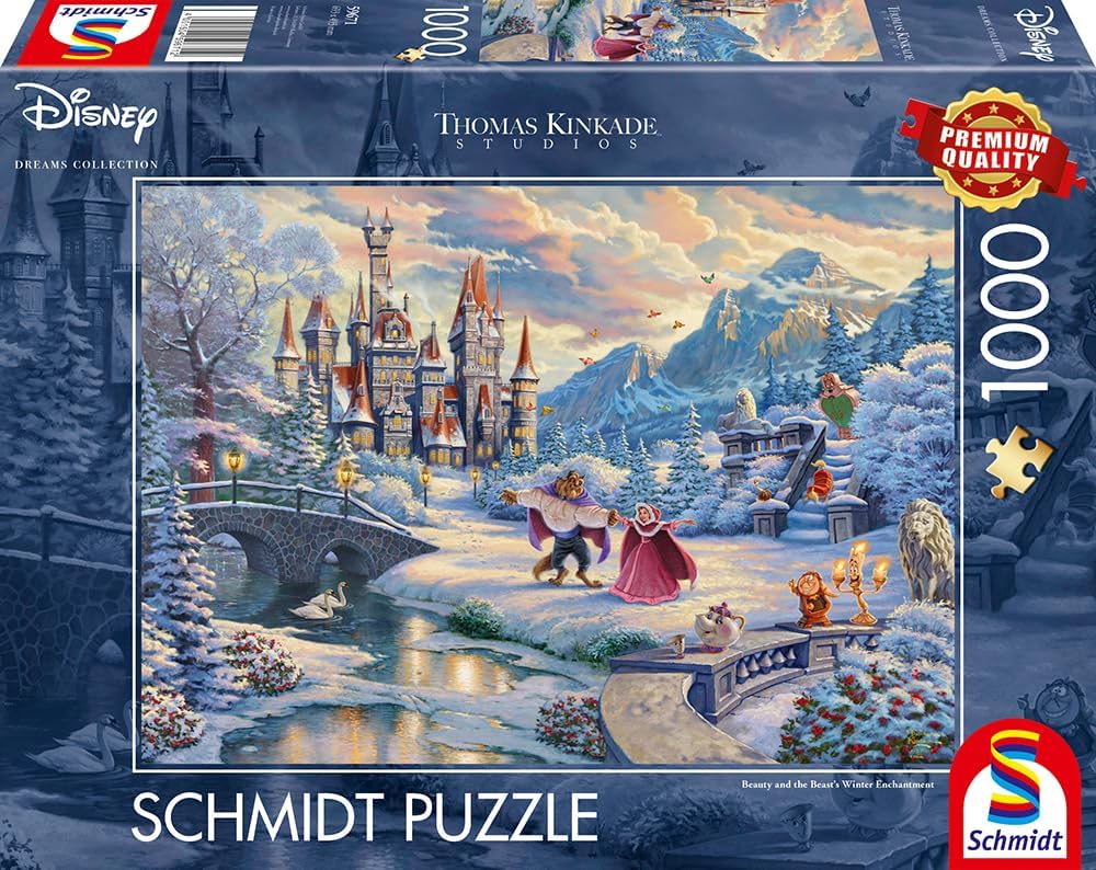 Thomas Kinkade Disney 1000 Puzzle Beauty and the Beast's Winter Enchantment