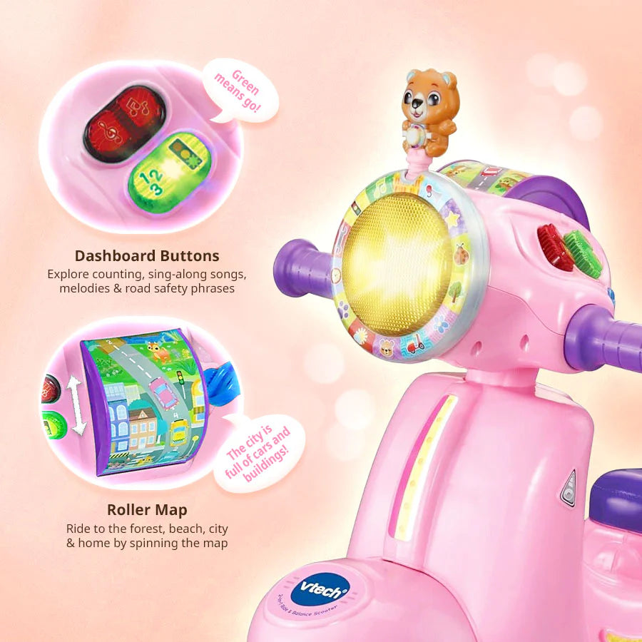VTech 2-in-1 Ride and Balance Scooter Pink