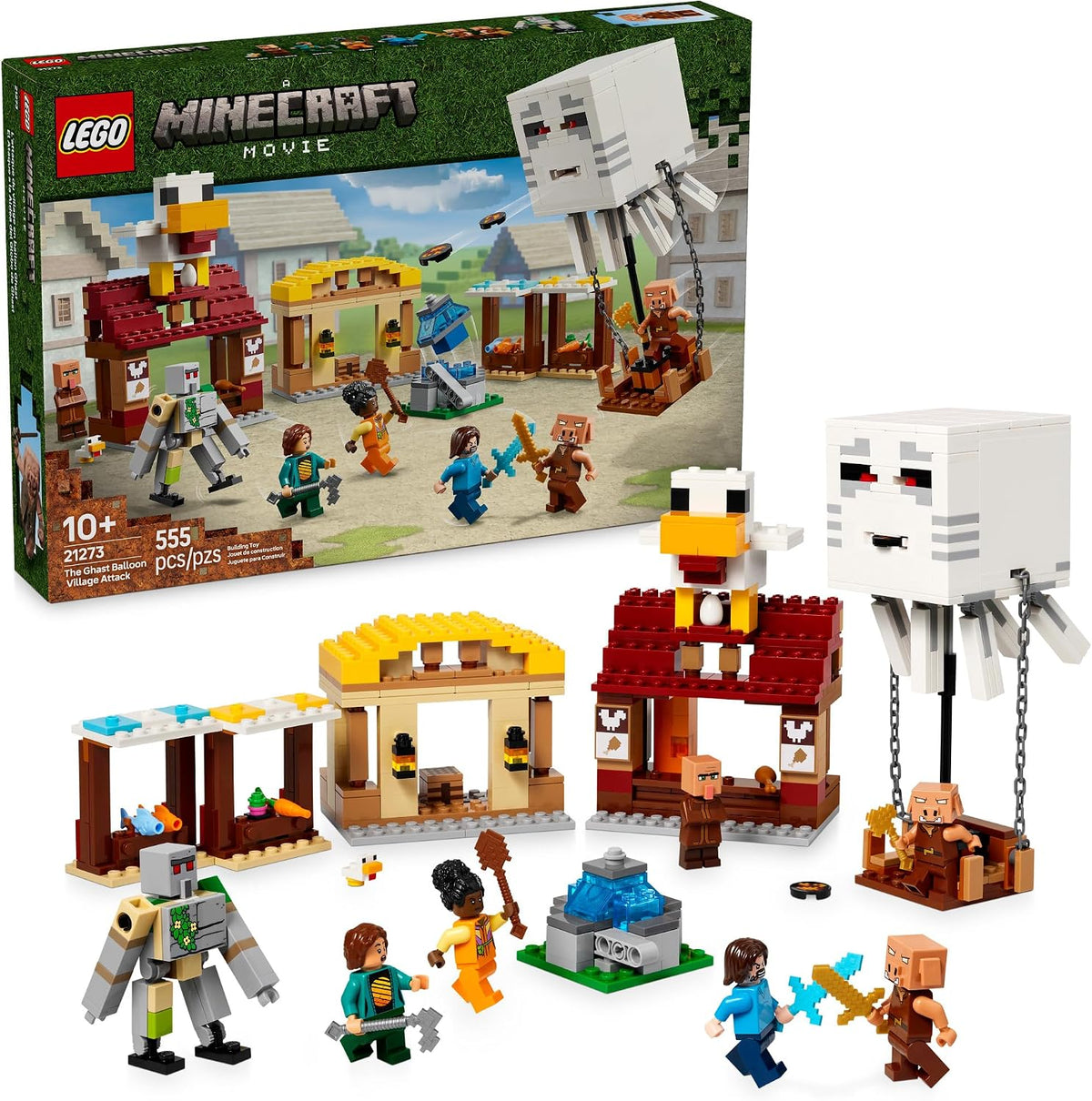 LEGO Minecraft 21273 The Ghast Balloon Village Attack