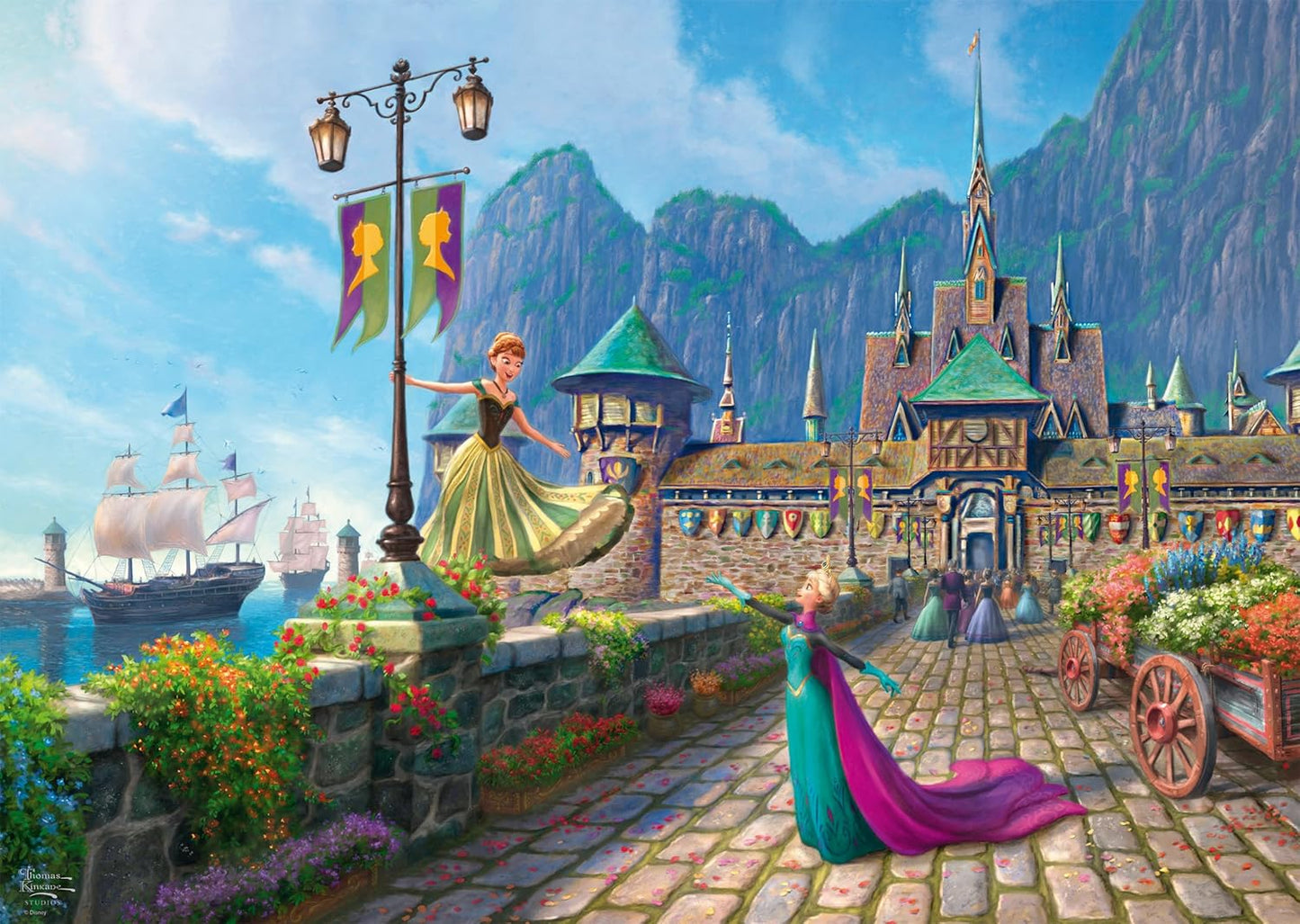 Thomas Kinkade Disney 1000 Puzzle Frozen Celebration in Arendelle