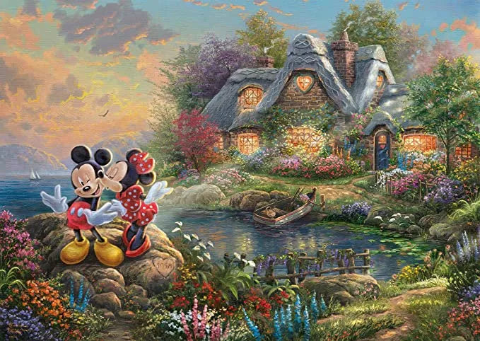 Thomas Kinkade Disney 1000 Puzzle Mickey and Minnie Sweetheart Cove