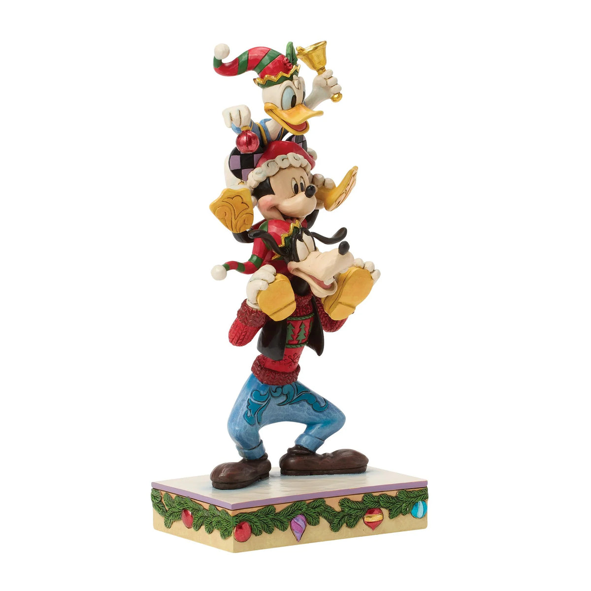 Disney Traditions 6018706 Mickey Goofy & Donald Holiday Pile Up