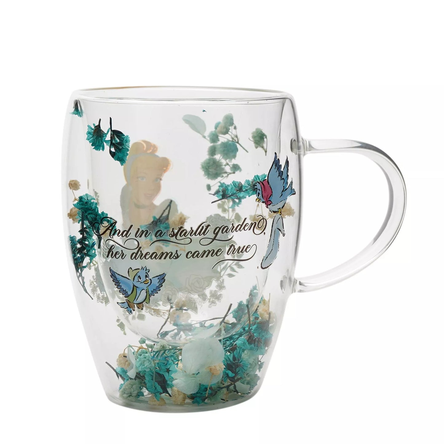Disney Glass with Dried Flowers - Cinderella