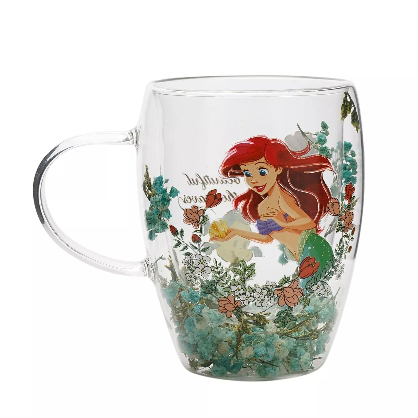 Disney Glass with Dried Flowers - Ariel