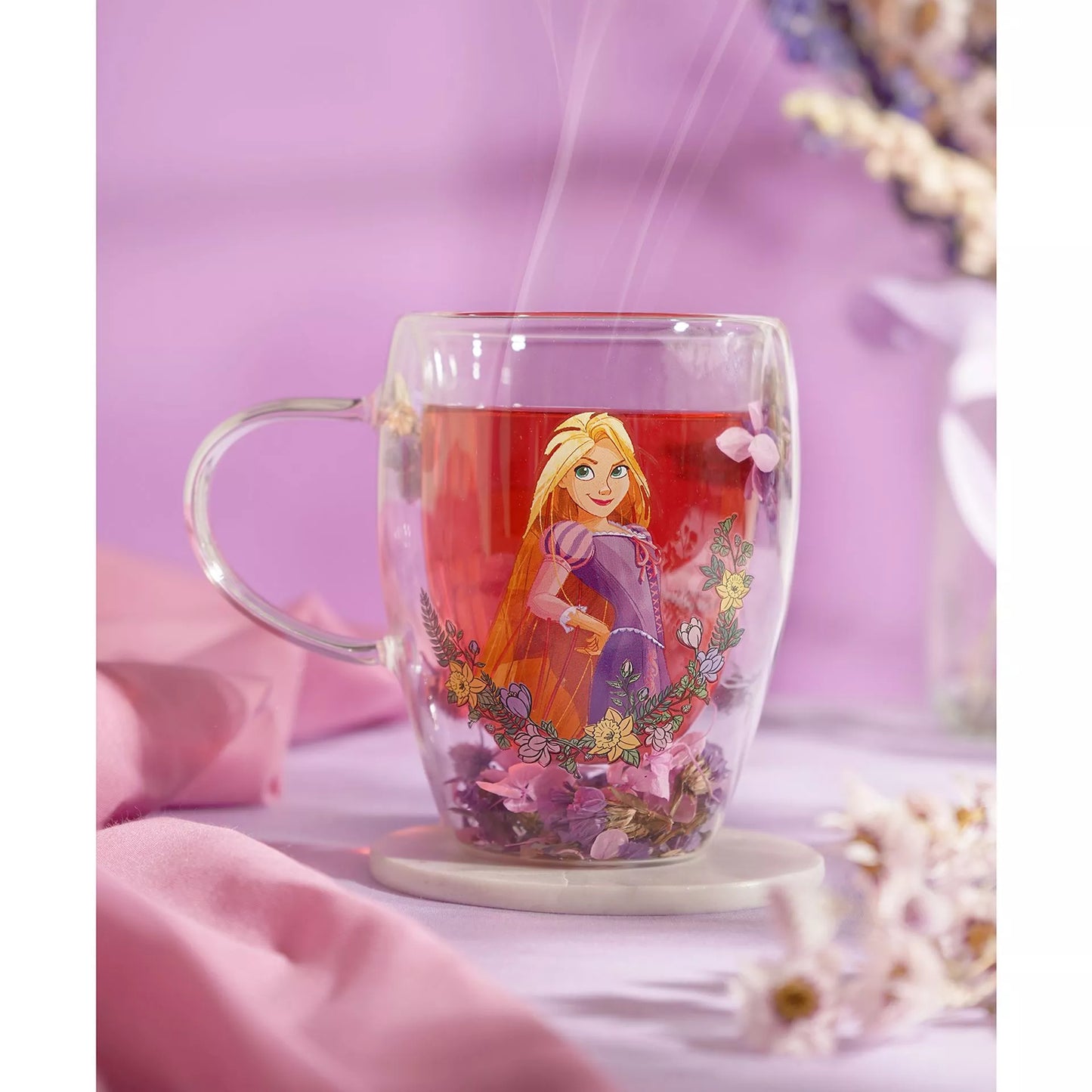 Disney Glass with Dried Flowers - Rapunzel
