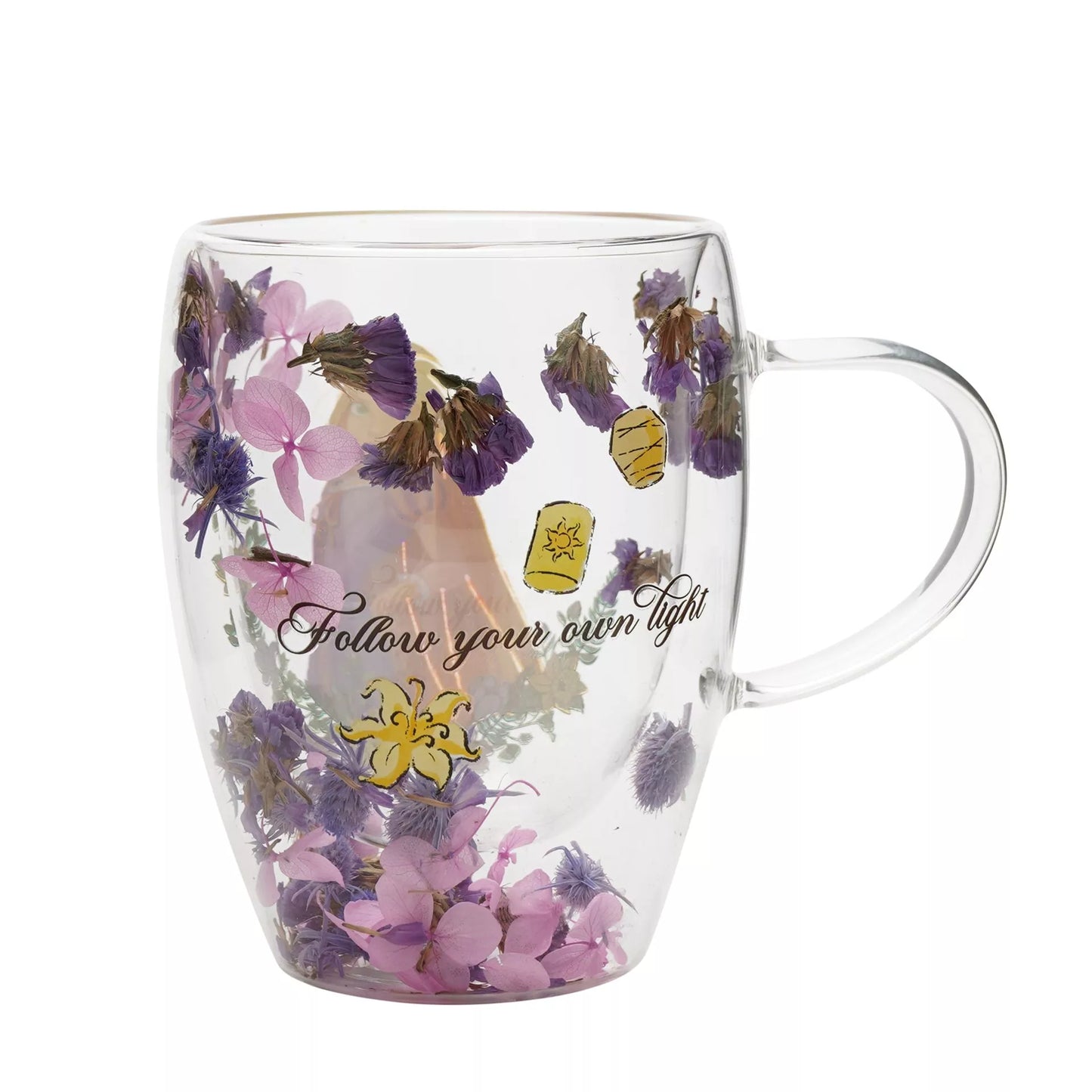 Disney Glass with Dried Flowers - Rapunzel