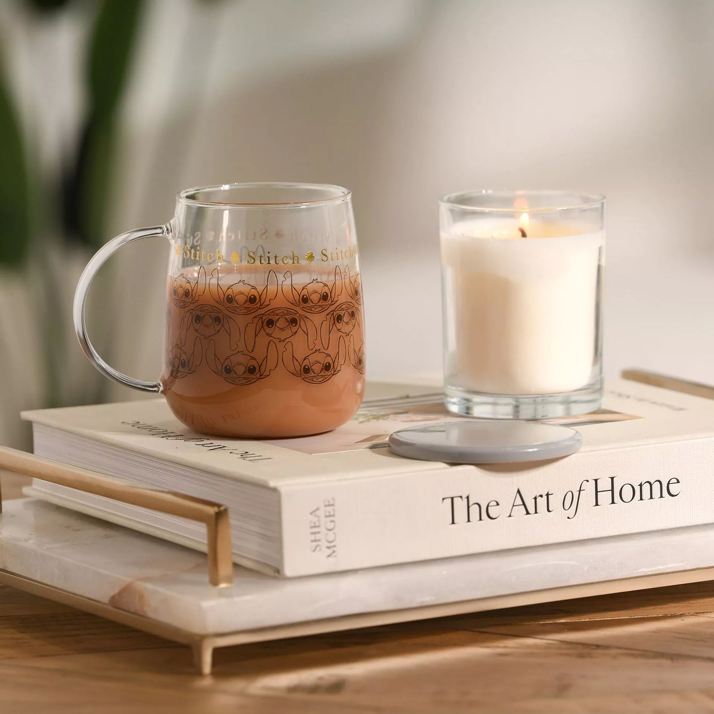 Disney Glass Mug with Lid - Stitch